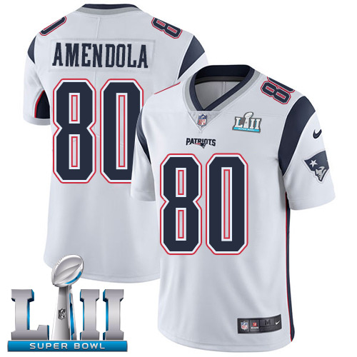 Nike Patriots #80 Danny Amendola White Super Bowl LII Youth Stitched NFL Vapor Untouchable Limited Jersey
